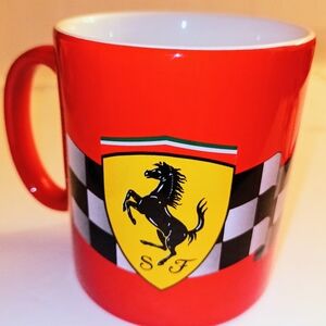 VTG Ferrari Scuderia SF Shield Red Coffee Mug Checkered Flag Collection Formula1
